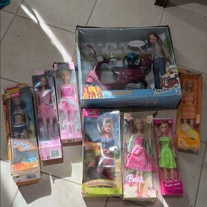Barbie Doll Set with Pink, Orange, and Green Outfits